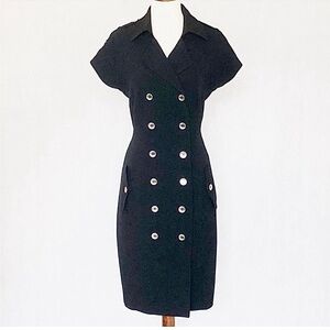 Calvin Klein Dress Womens 10 Career Double Breasted Military Capsule Stretch